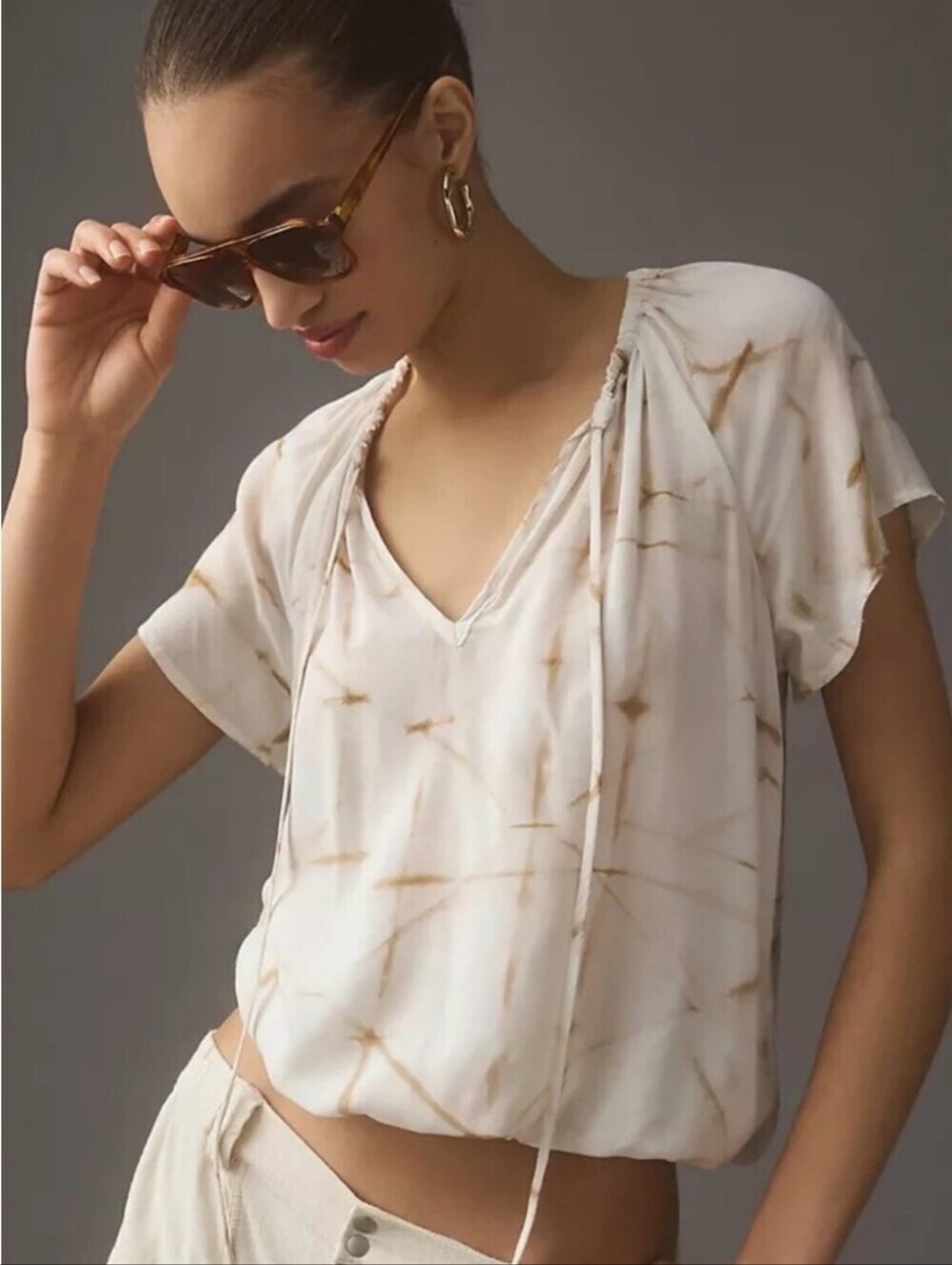 ❤️ ANTHROPOLOGIE CLOTH & STONE RUFFLE NECK SHIRT / TOP, LIGHTWEIGHT, SMALL